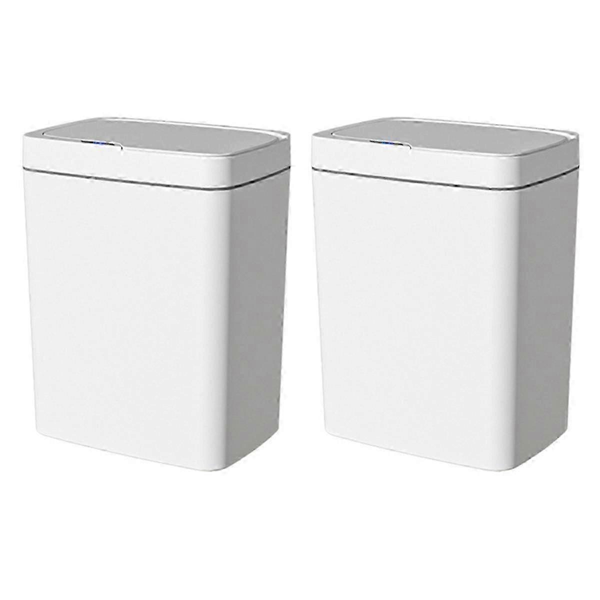 2Pack Bathroom Trash Can with Lid, Smart Automatic Touchless Garbage Can, Slim Motion Sensor Waterproof Trash Bin--White