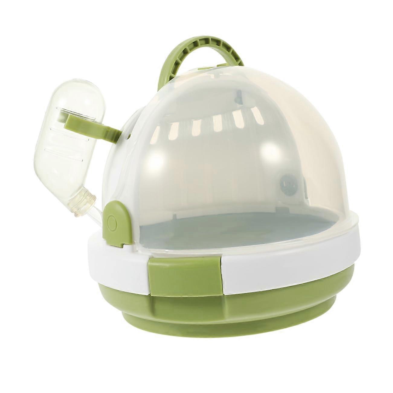 Portable Hamster Cage - Transparent Green ABS Carrier for Small Pets, Ideal for Travel, Compact Design, 30cm Size