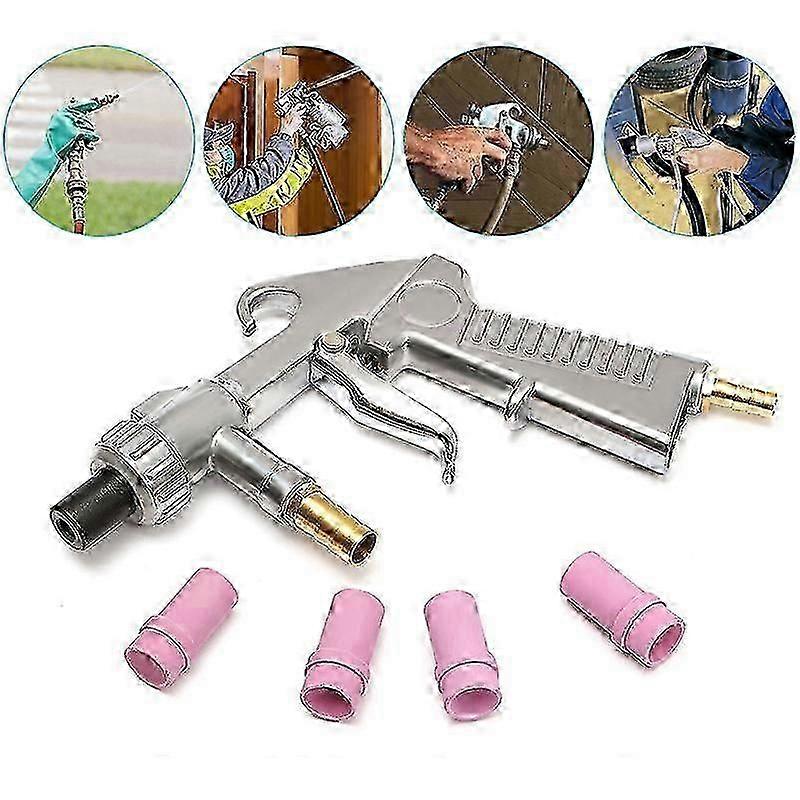 Sandblaster air powered sandblasting gun kit, sandblasting gun kit with 4 ceramic nozzles