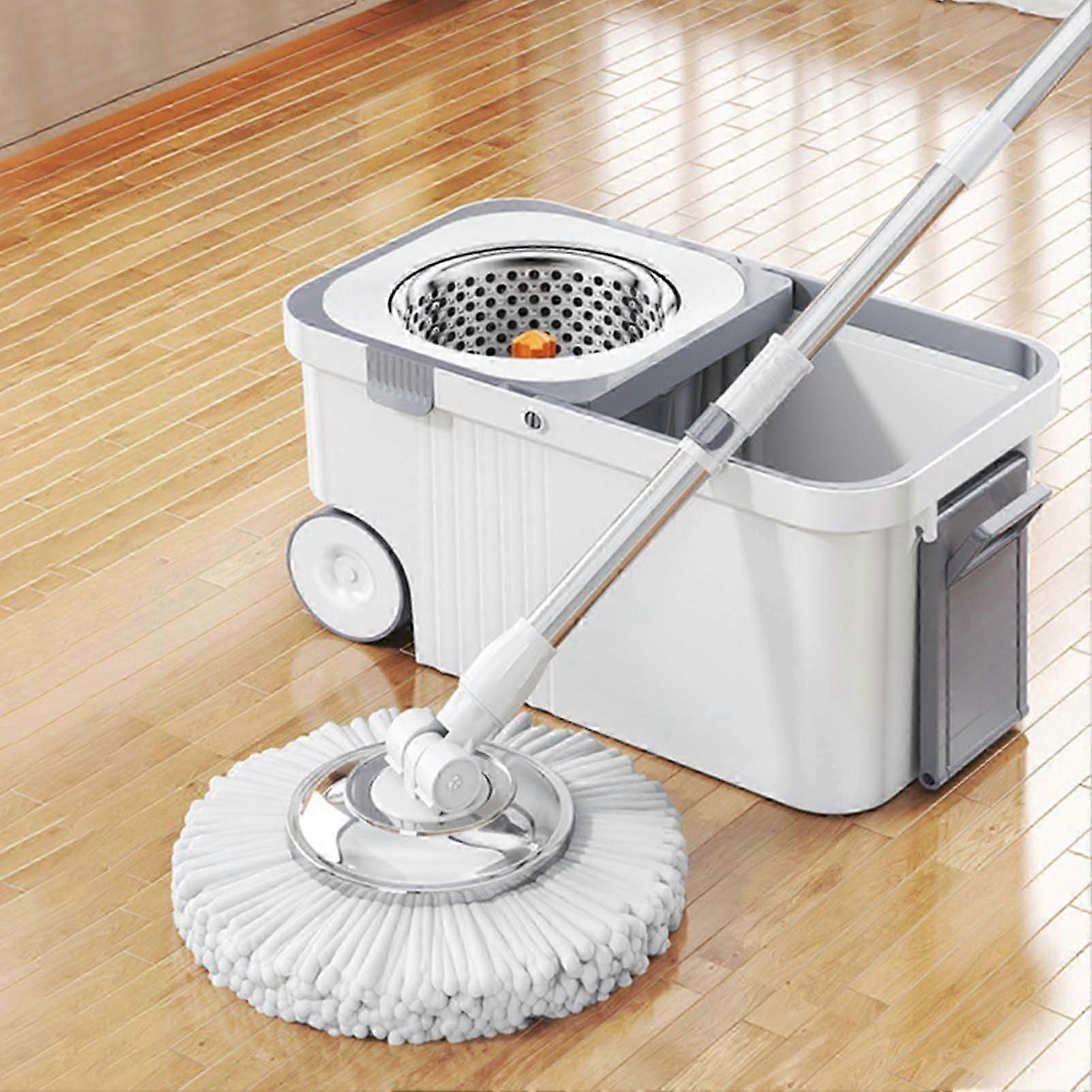 Spin Mop Bucket Deluxe 360 Spinning Floor Cleaning System with 6 Microfiber Refills