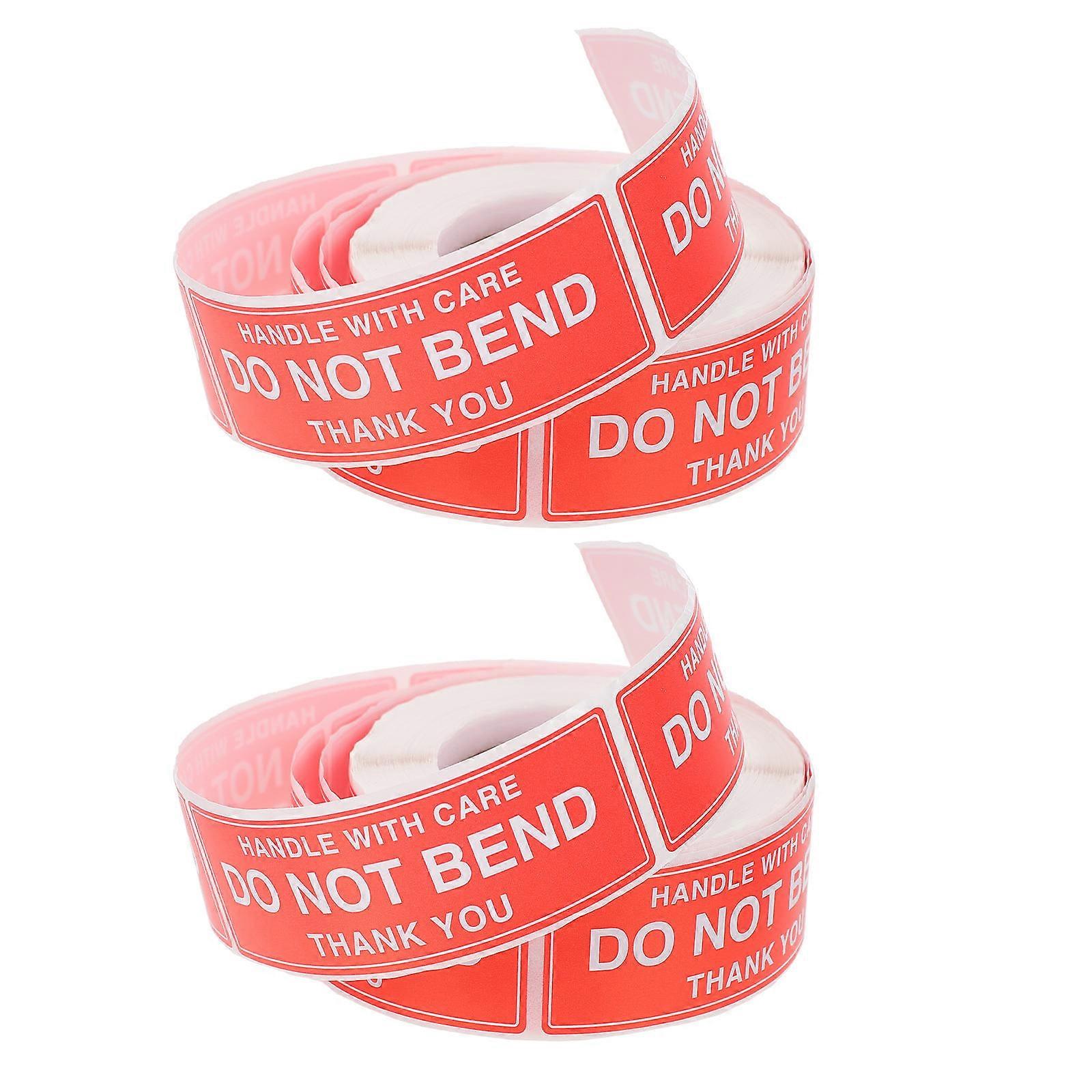 Do Not Bend Caution Sticker for Warning Red Material SelfAdhesive 2 Rolls