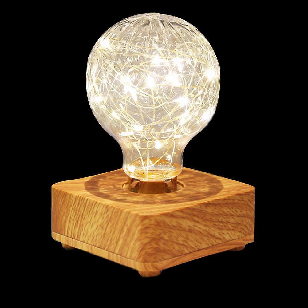 Compact USB Charging Wooden Bulb Table Lamp with Warm LED Light for Bedroom, Office, and Study Desk