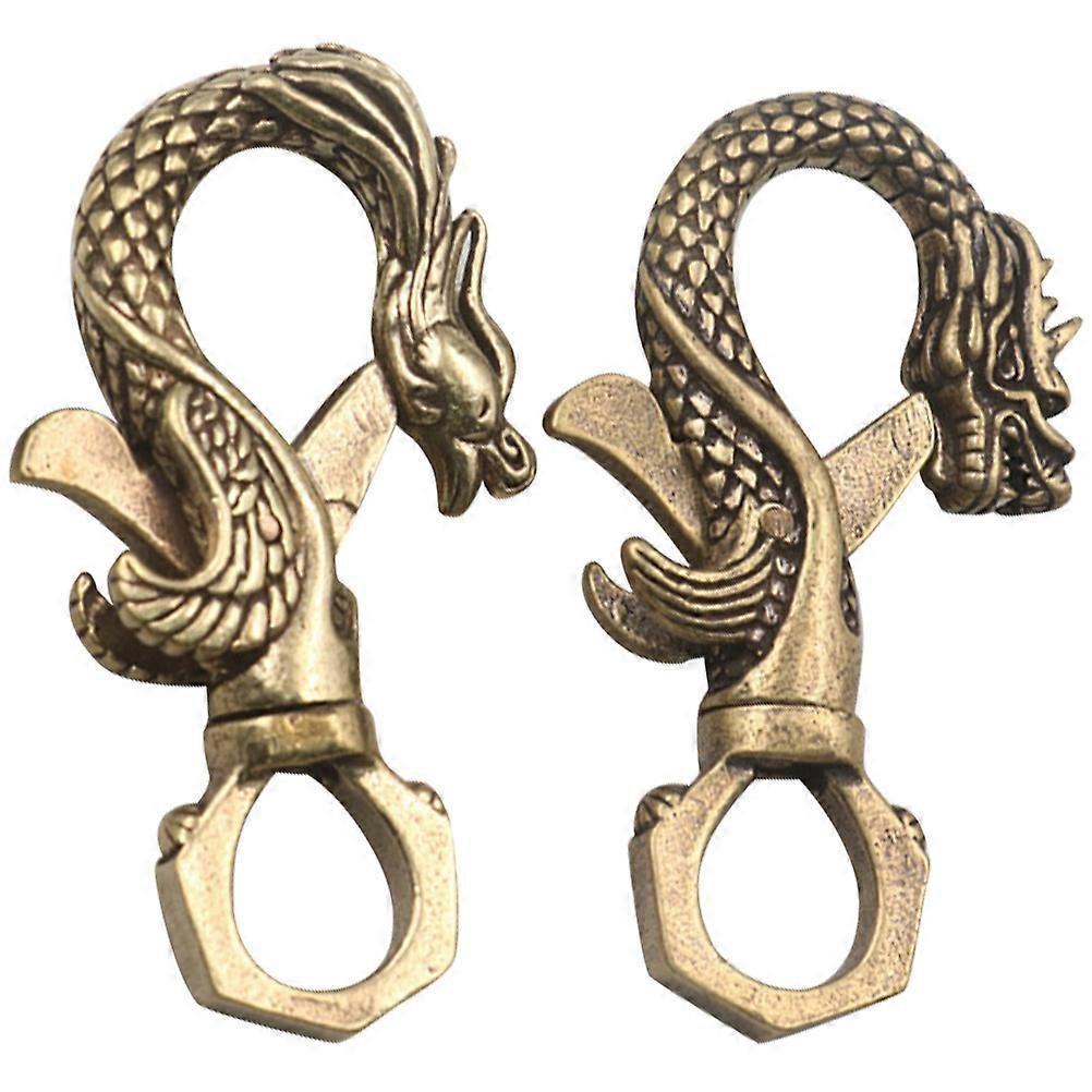 Dragon Shaped Keychain Clasp Made of Brass for Decoration Multi Color Portable and Reusable 2 Pieces