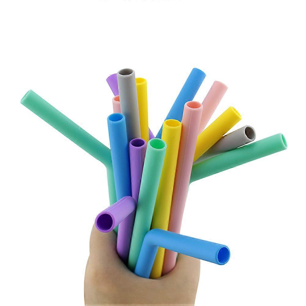Silicone Straws Reusable Eco Conscious Users Home Use Light Grey 25x1.1x1.1cm Folding Bent 2 Sets