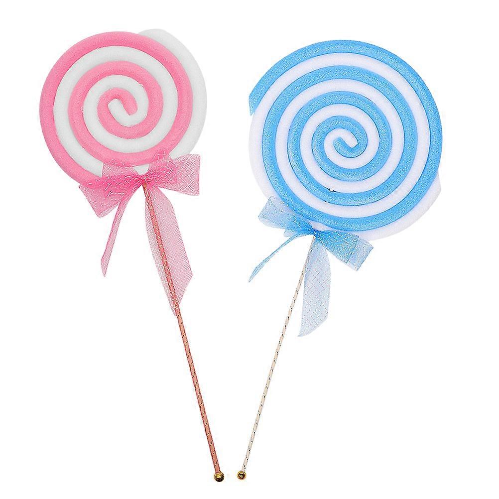 Large Lollipop Props for Photography Made of Foam and Plastic Assorted Color 2pcs