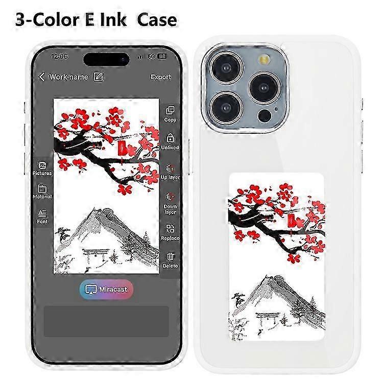 3-Color E Ink Display Phone Case Compatible For iPhone 15 Pro NFC Personalize Your Image