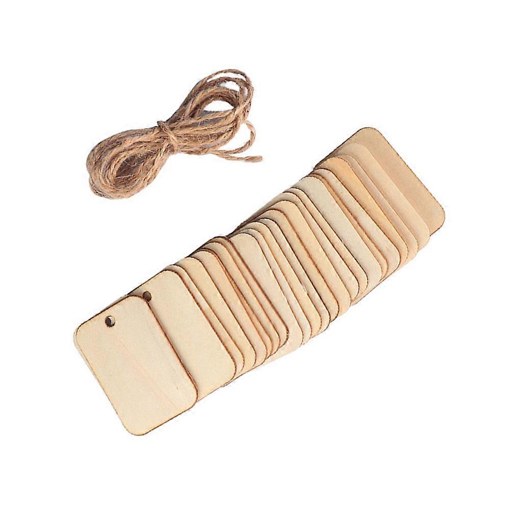 153pcs Square Wooden Tags for DIY Crafts with Hemp Rope 52 x 34 x 2mm Khaki Synthesis Material