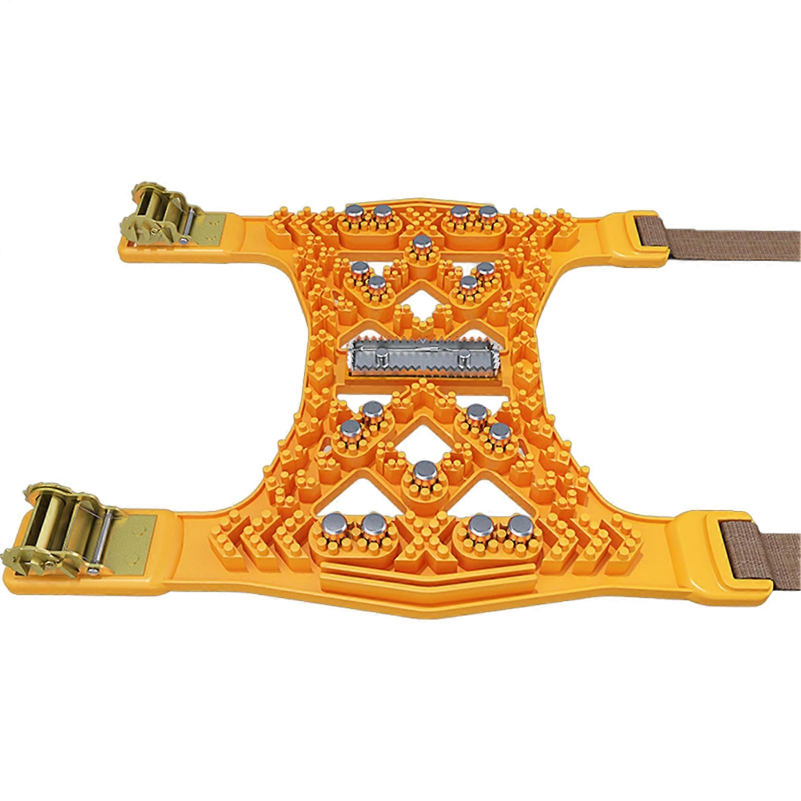 Snow chains – Emergency snow chains, traction for skiing Snow chains for snow and heavyduty tires for trucks, easy installation, grip tool Yellow.