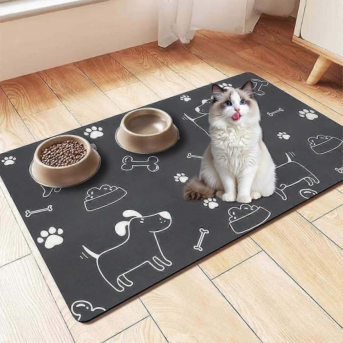 Futter Matte Katzenfutter 30x50cm Rutschfeste Futternapf Unterlage Saugfähige Schnelltrocknend für Hunde und Katzen