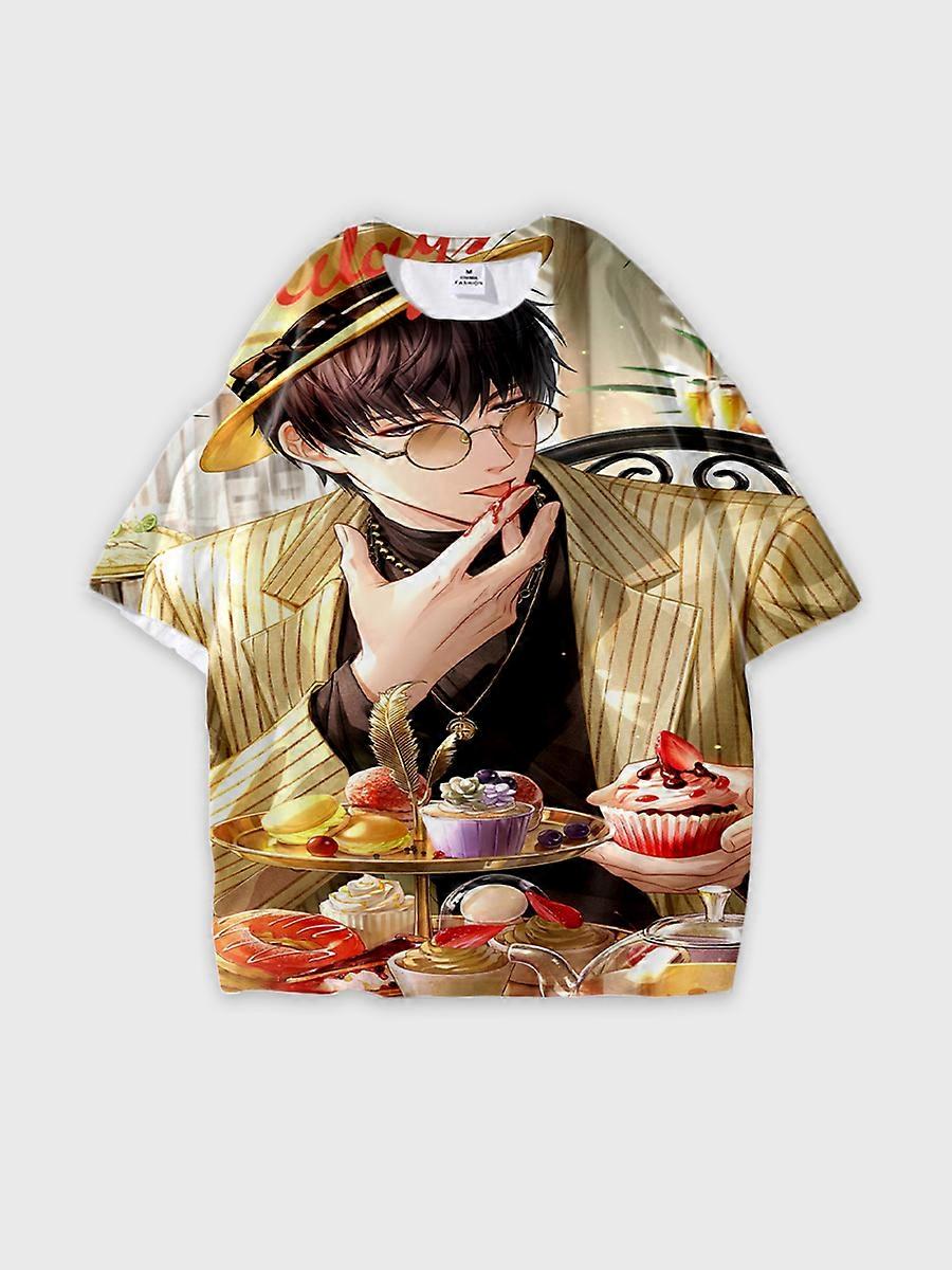 T-shirt round neck Role Pattern loose short sleeve E3622