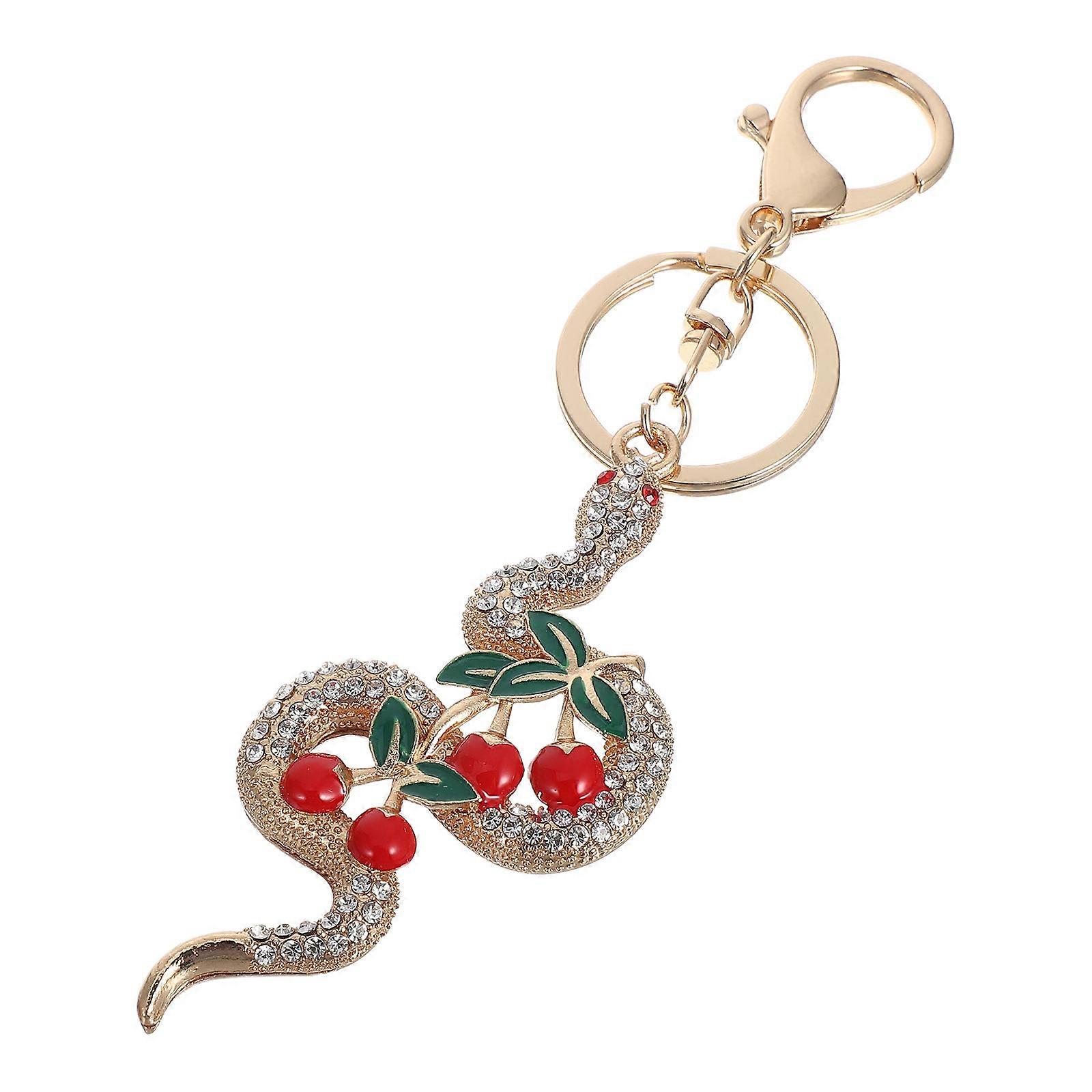 Decorative Keyring For Handbags Featuring Unique Rhinestone Encrusted Snake Charm Ideal For Daily Use 1Pcs