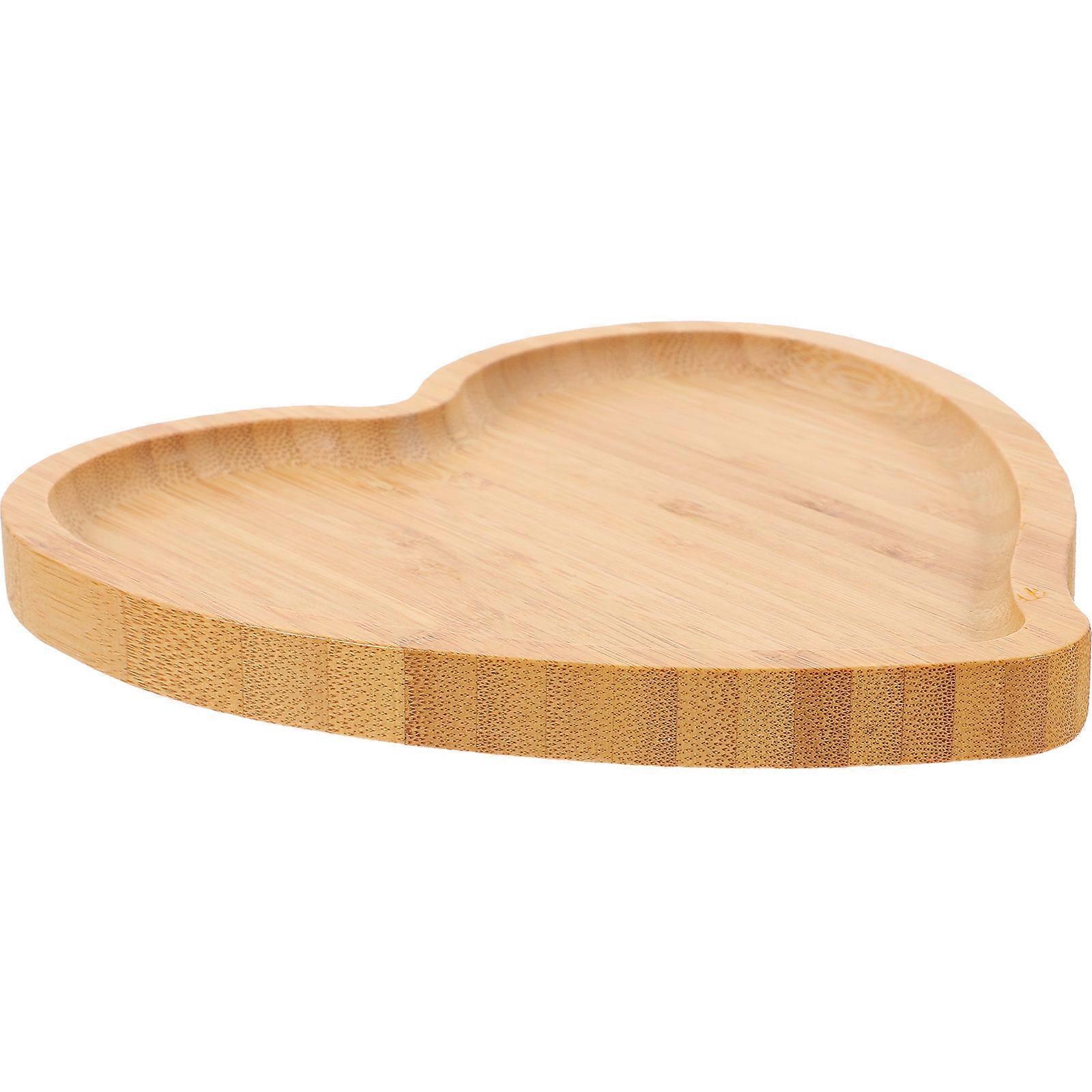 Bamboo Heart Shaped Snack Tray for Kitchen Use Khaki Color Safe Materials