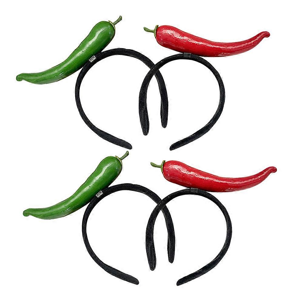 Chili Pepper Headband Costume Design Fun and Quirky Element Assorted Color 4Pcs For Halloween Cosplay Events And Festivals