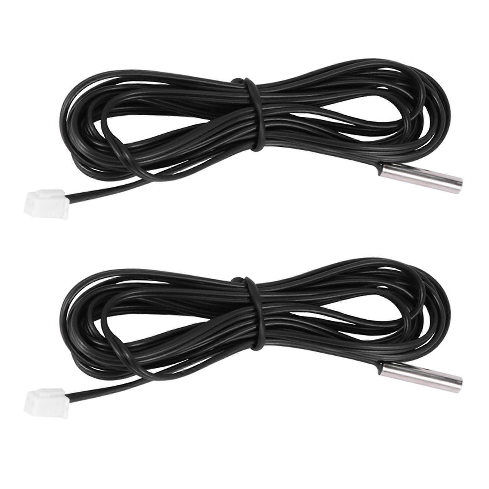 2X 2 m thermistor temperature sensor waterproof probe wire 10 K 1% 3950 black