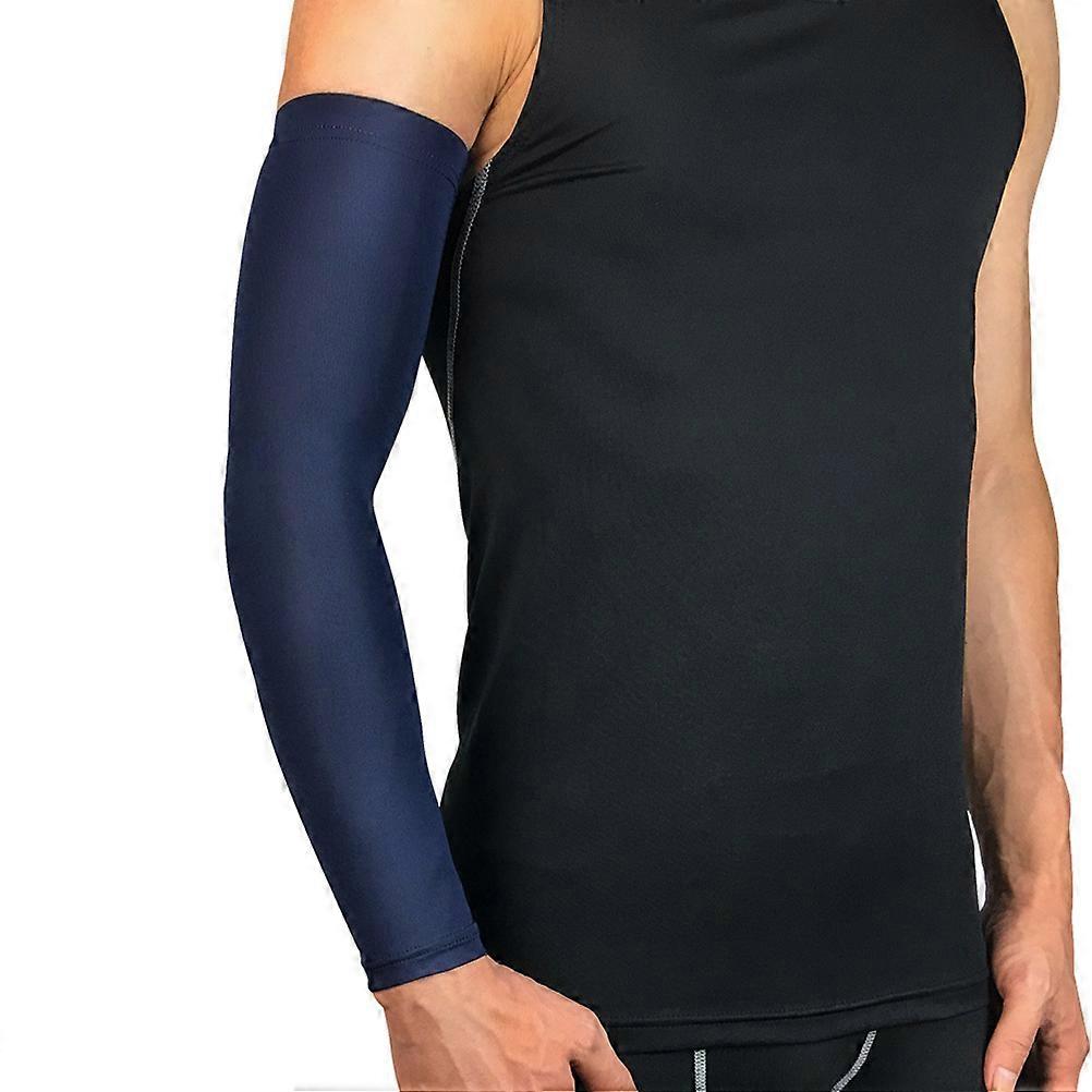Sun Protection Elbow Sleeve 2Pcs Navy Blue XL Unisex Outdoor Training Ergonomic Design Compression