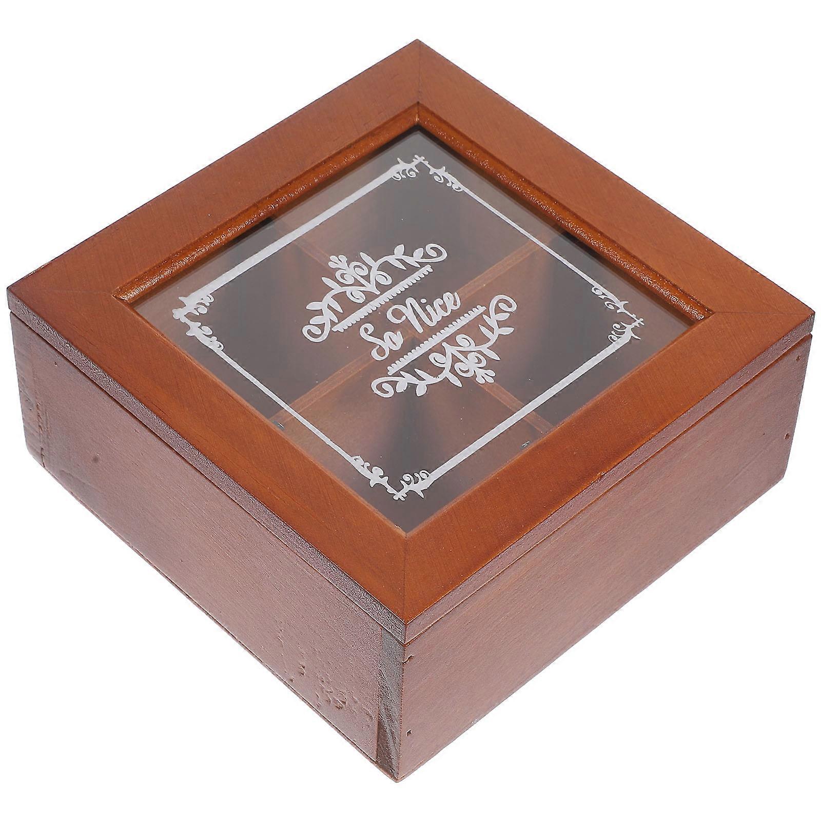 Wooden Jewelry Case for Storage Use with 4-Grids Organizer Box