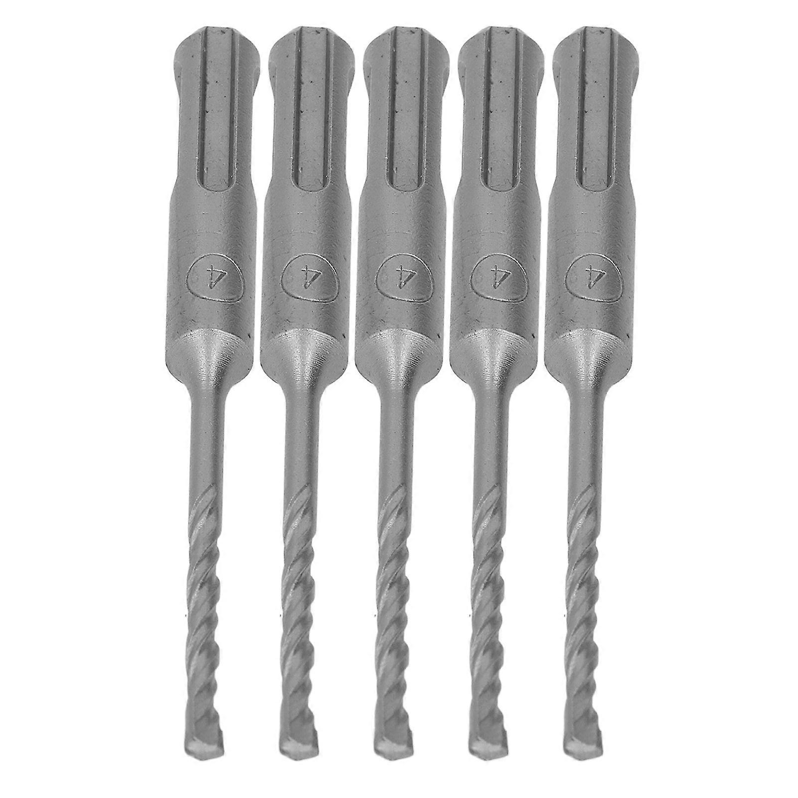 5Pcs Rotary Hammer Drill Bit Cemented Carbide Tip Spiral 2 Flutes Impact Drill Bit for Brick Stone 110mm 4mm/0.16in Open Diameter