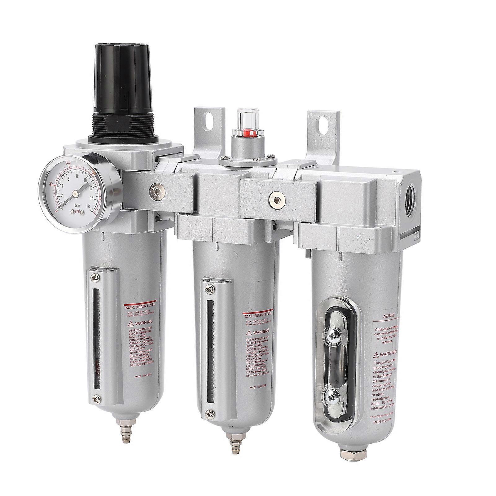 מערכת ייבוש אוויר 3 שלבים מייבש מסנן חלקיקים תעשייתי מסגסוגת אלומיניום עם קערת מתכת 1/2 אינץ' ניקוז אוטומטי NPT 