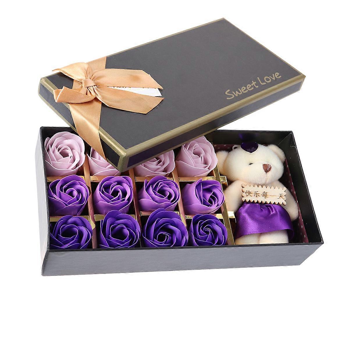 Assorted Color Scented Rose Soap Flower Bath Mothers Birthday And Valentines Day With Decorative Box 12Set