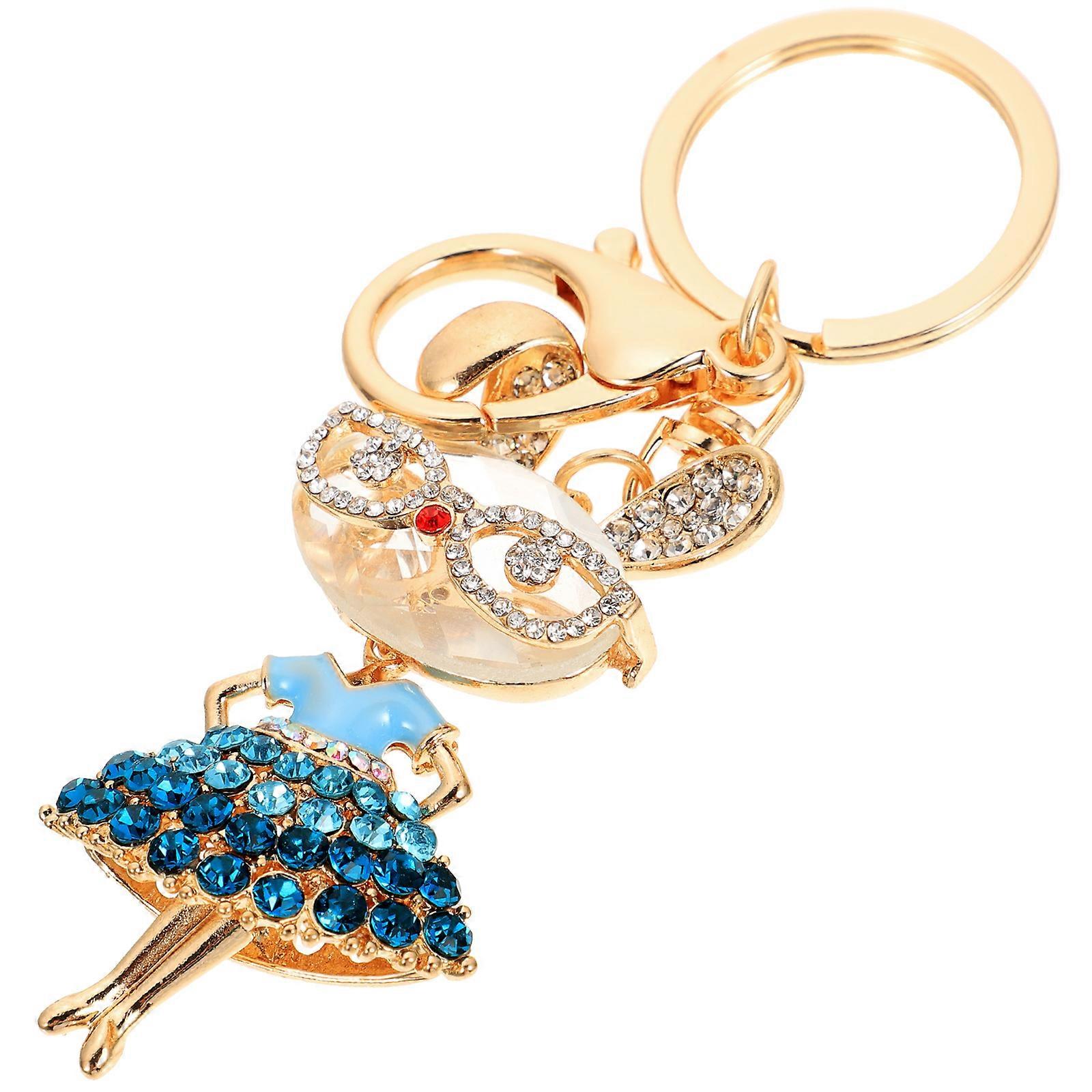Lovely Rabbit Keychain with Shiny Metal Blue Color Great for DIY Projects and Gifts 3 inch