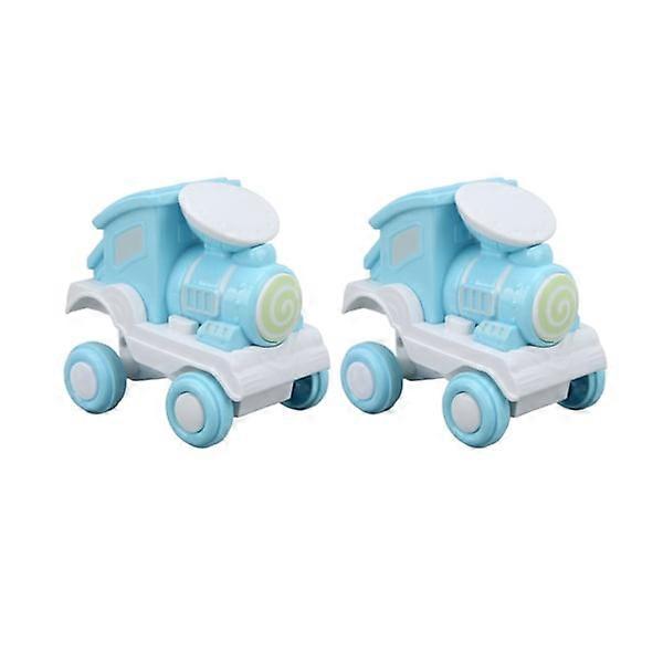 2 pcs push and roll train toy plastic 360 degrees push stunt flip train for boys girls gift blue