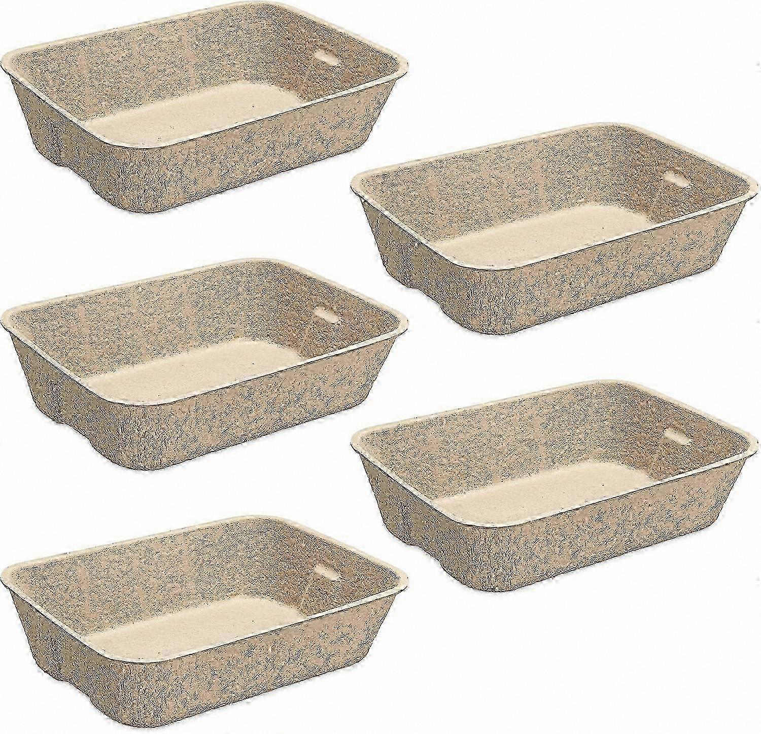 Disposable Paper Cardboard Litter Trays for Cats (Pack of 5), 15.9" x 11.8", Perfect for Single Use or Liners