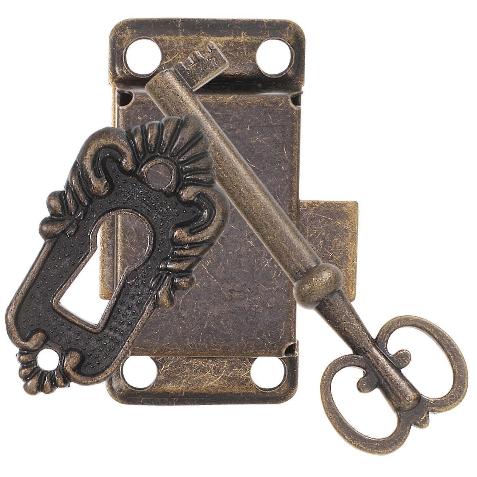 1 Set Vintage Cabinet Door Lock Kit with Key for Dresser Drawers