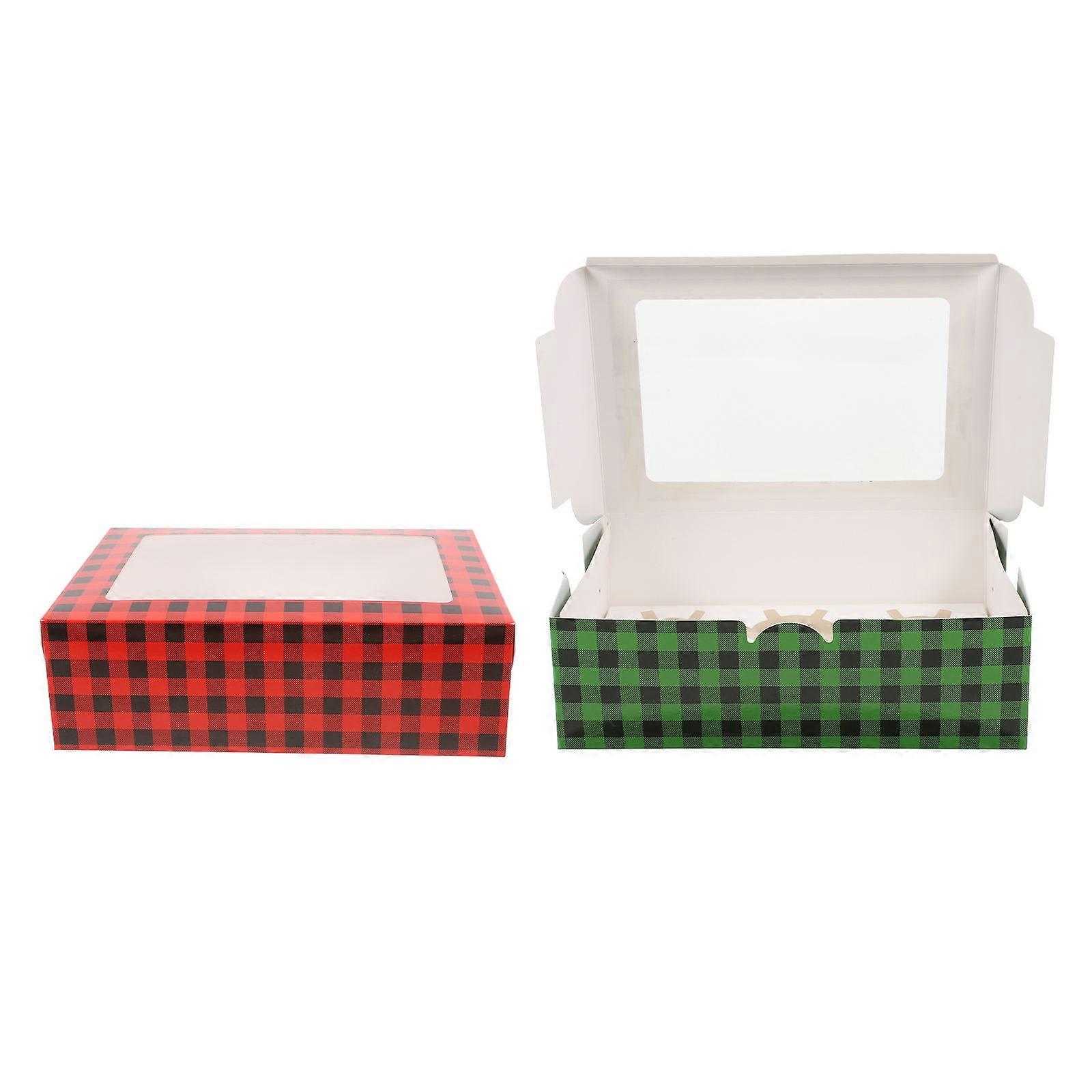 هدية إعطاء علب كعكة صغيرة احتفالية لاحتفالات الأعياد شفافة نافذة عرض ورقة PE المواد 23.60X15.70X7.50CM 12 قطعة