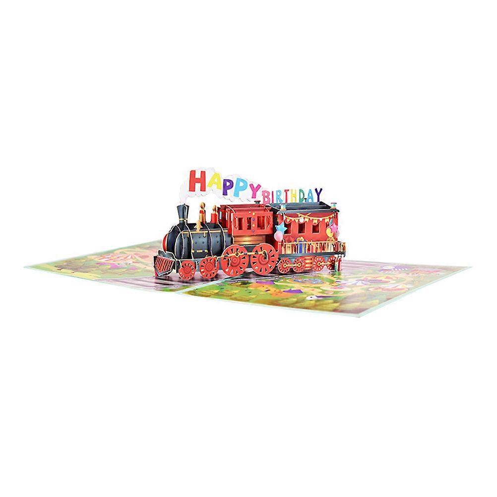 Creative Train Shaped Greeting Kids Birthday Assorted Color 20X15X0.1CM 3D Design 1 Set