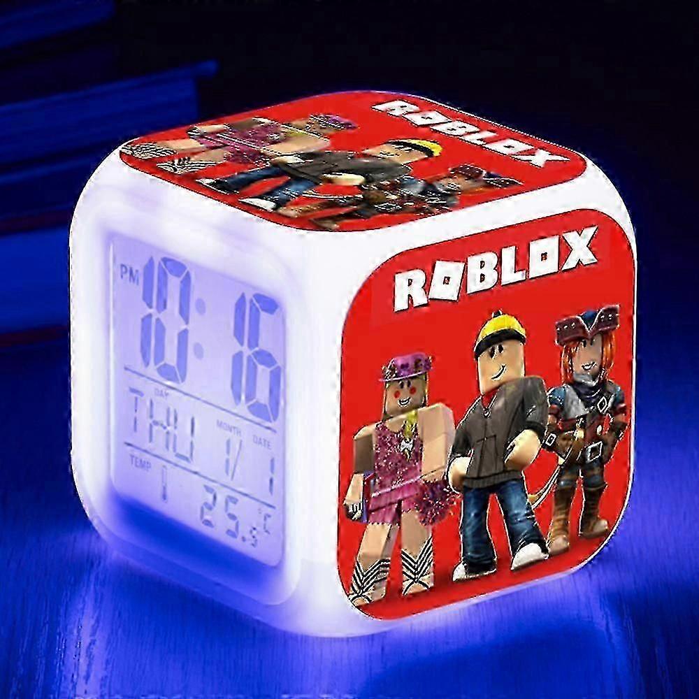 Roblox Print Digital Vekkerklokke 7 Fargeskiftende Spill Nattlys LED-skjerm Nattbordklokke Hjemmedekor Barneleke Giftsgood