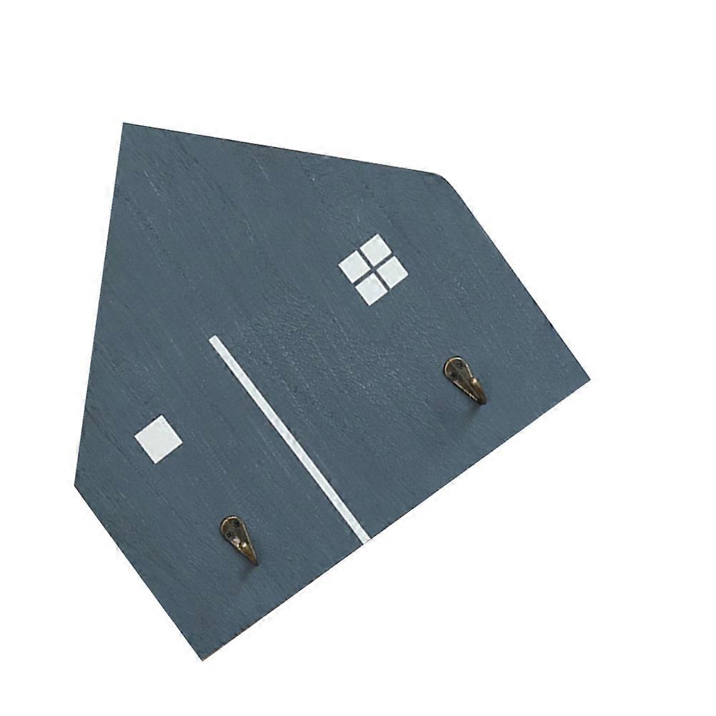 Navy House-Shaped Wall Mount Hook for Clothes Hats and Decor Home Use Timber