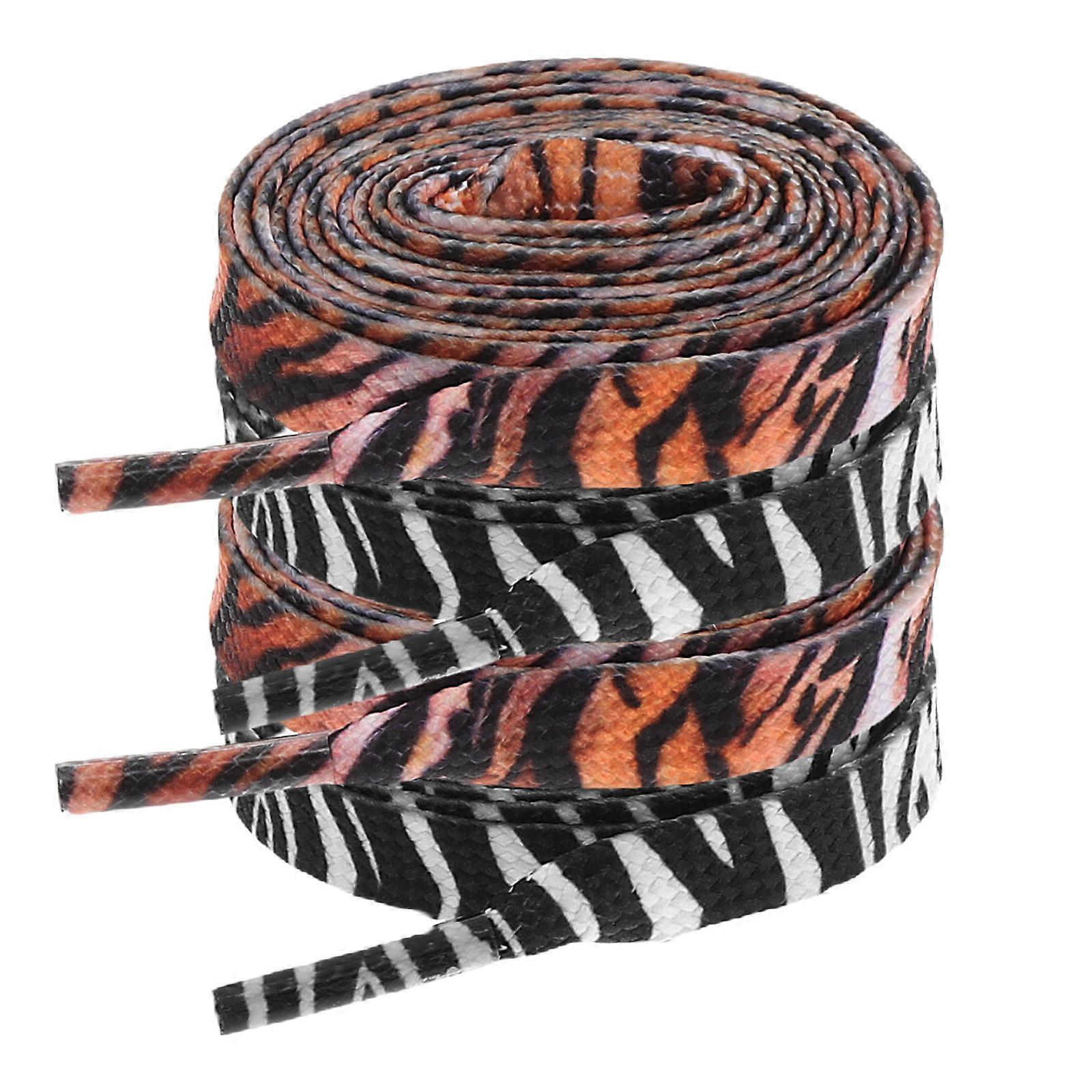Animal Print Flat Shoelaces for Sneakers Durable Zebra & Tiger Design for Casual Wear & Unique Style