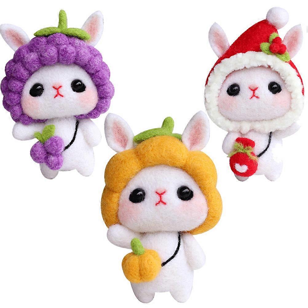 Crafting Kit 3 Sets for Needle Felting Parents and Kids Rabbit Shape Multi Color Perfect for Craft Projects