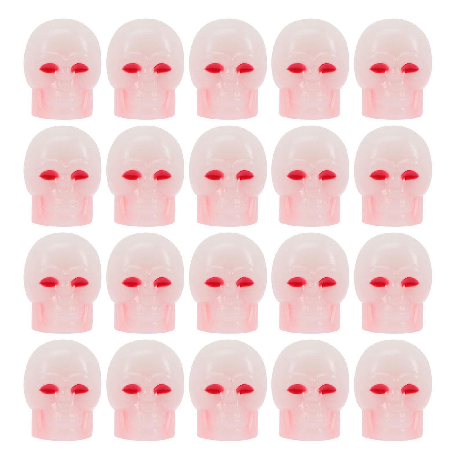 Red Rubber Fluorescent Skull Valve Stem Caps for Car Use Durable and Reusable 40pcs
