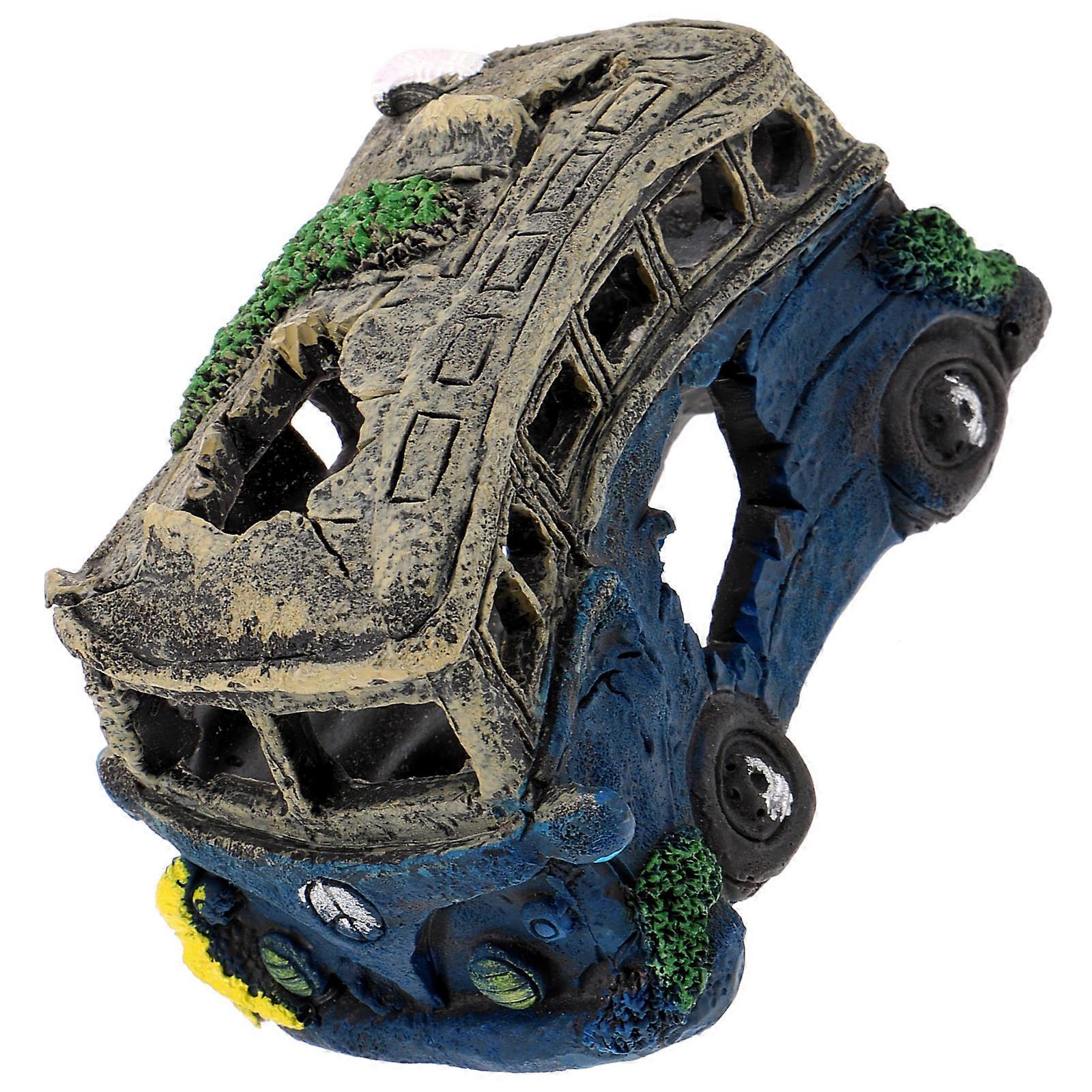 ビンテージバス水族館装飾水槽造園樹脂クラフト水族館セットアップダークブラウンカラー1パック