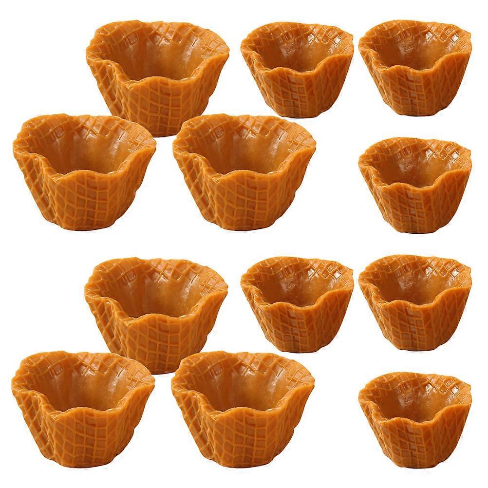 12pcs Empty Mini Ice Cream Cone Model Flat Artificial Cones