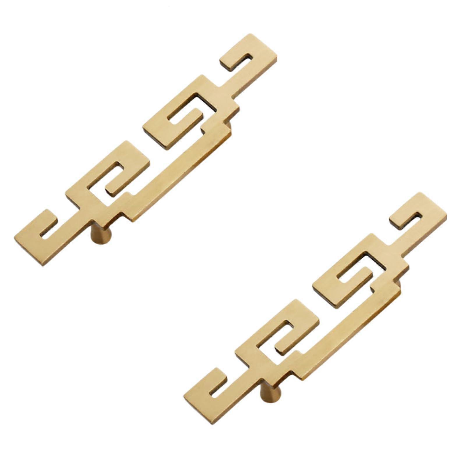 Vintage Cabinet Handles 2 Pieces, Chinese Style Brass Drawer Knobs, 70mm Single Hole Wardrobe Pulls