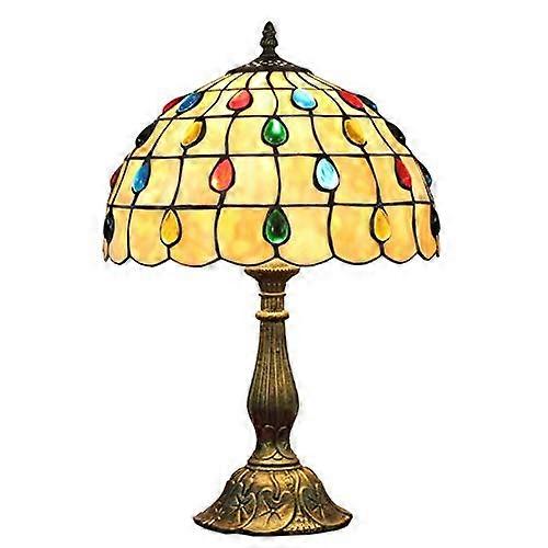 Tiffany Retro Stained Glass Table Lamp Retro Color Beads Creative Glass Lighting