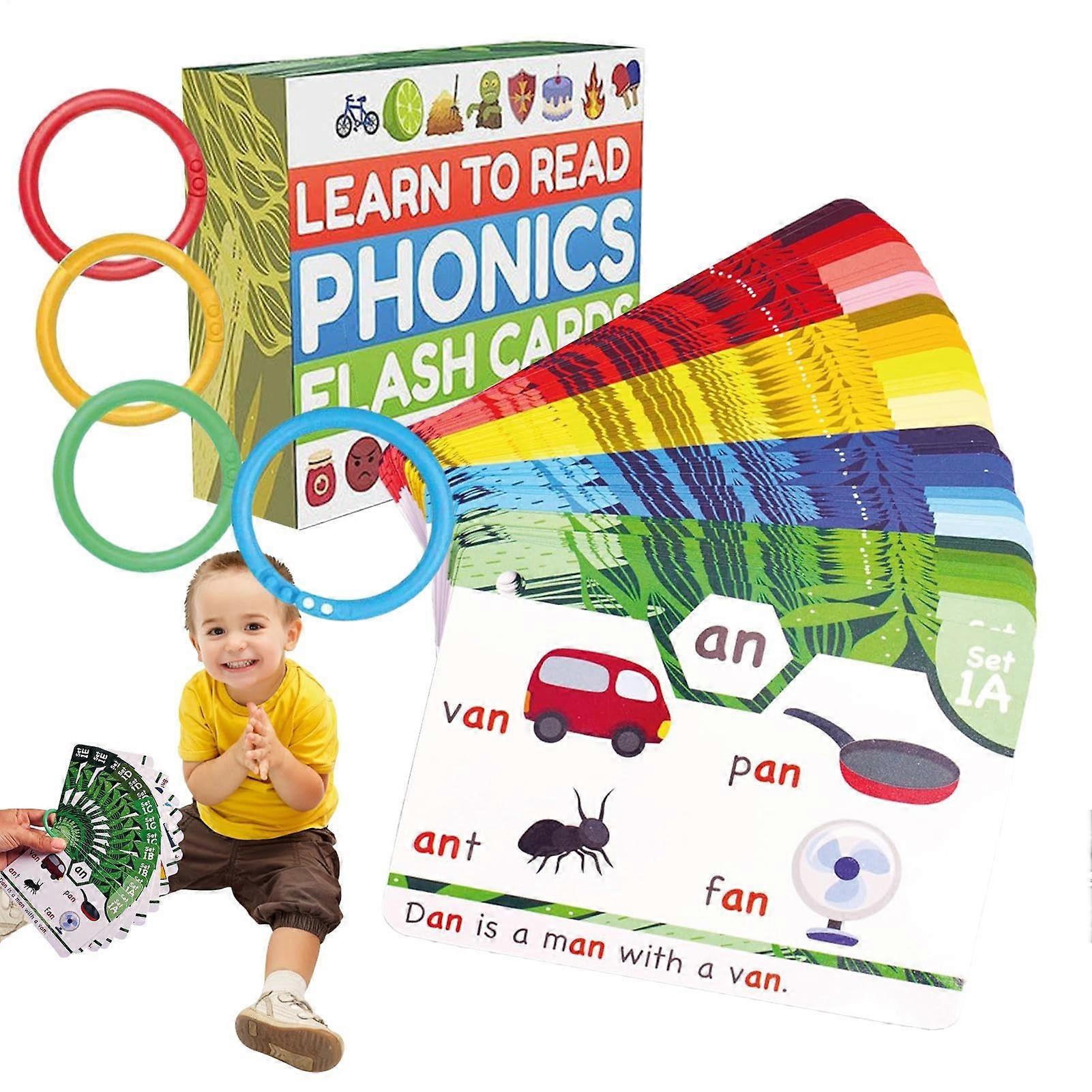 Mbiyhgta Sight Words Learning Cards Set - 62 Cards with 480 Words, 120 Sentences, 4 Difficulty Levels, 20 Phonic Families
