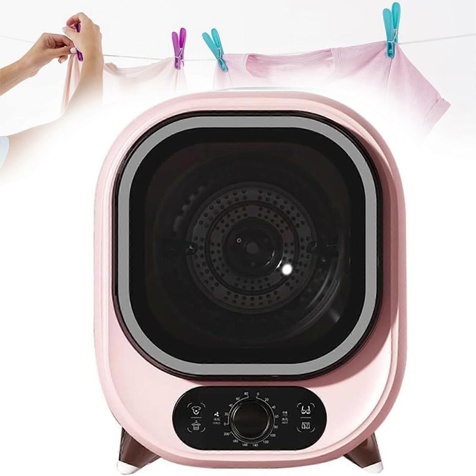 Freestanding Mini Tumble Dryer With Ventilation Double Layer Inner Drum 0.8kg Pink