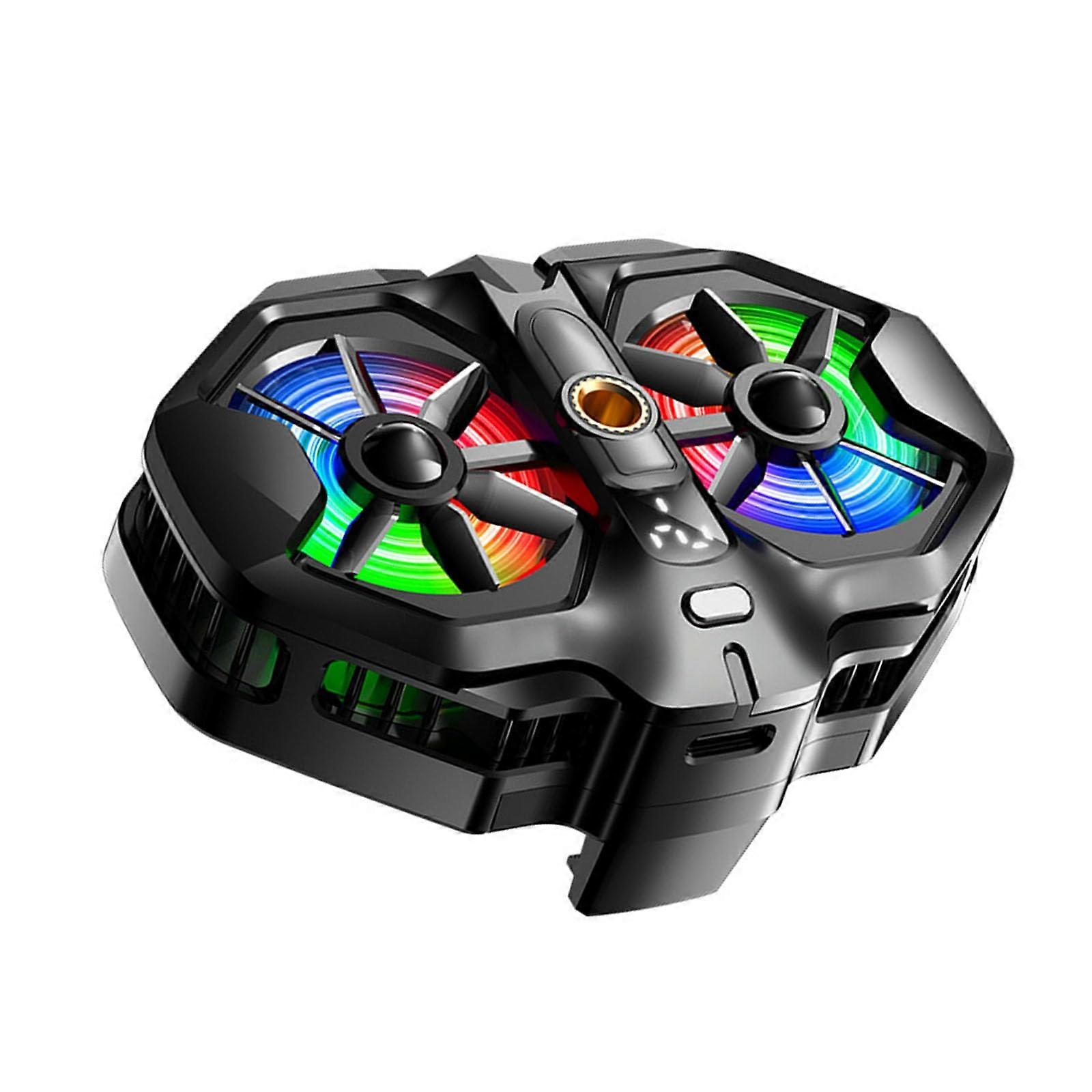 Gaming Coolers Double Semiconductor Cooling Fan Gaming Phone Coolers Color Backlight Temp Display Ref: 5779