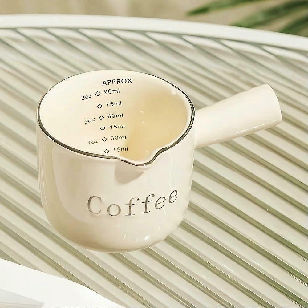 Ceramic Espresso Cup with Measurement Scale for Coffee and Milk, Thickened Ounce Mug for Home Brewing
