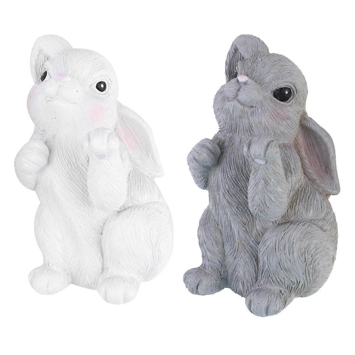 Cartoon Rabbit Adhesive Wall Hooks Reusable Sticky Hangers for Home, Office, Entryway, Kitchen Use White/Grey Set of 2