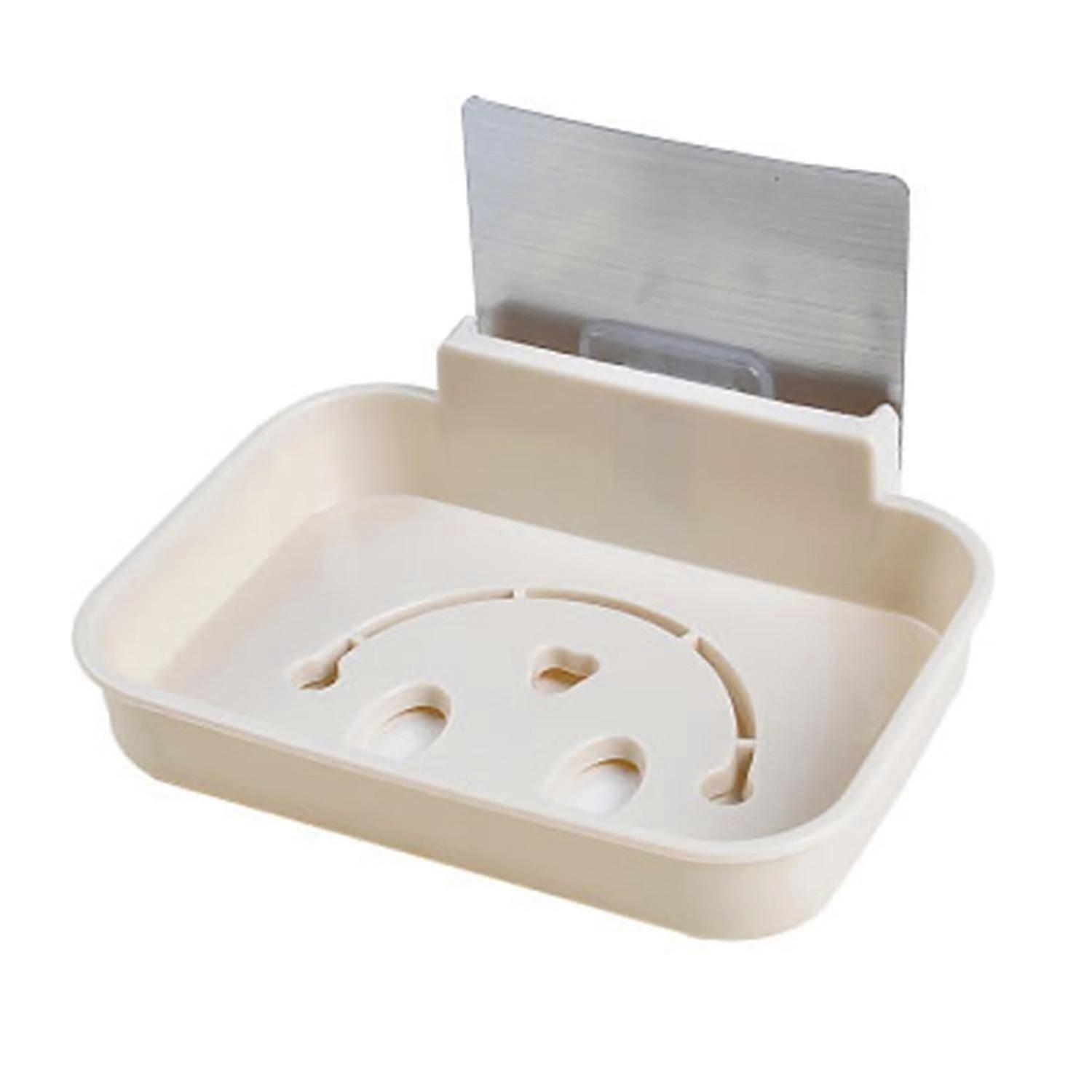Soap Holder Hollow Smile Face Thicken PP Self-Adhesive Wall Mounted Self Draining Soap Holder for Ba