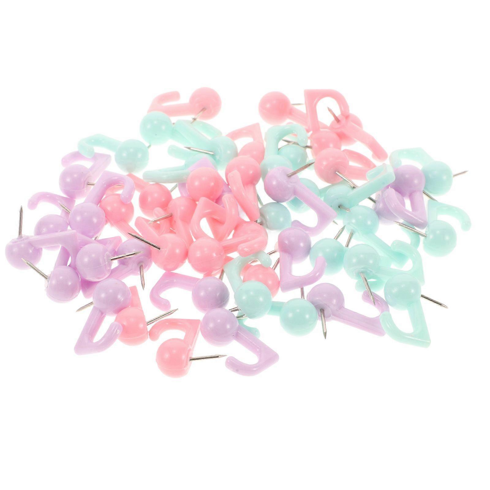 50pcs Map Push Pins for Cork Board and Thumb Tacks for Wall Picture Hangers with Heavy Duty Push Pins and Push Pin Hooks for Hanging