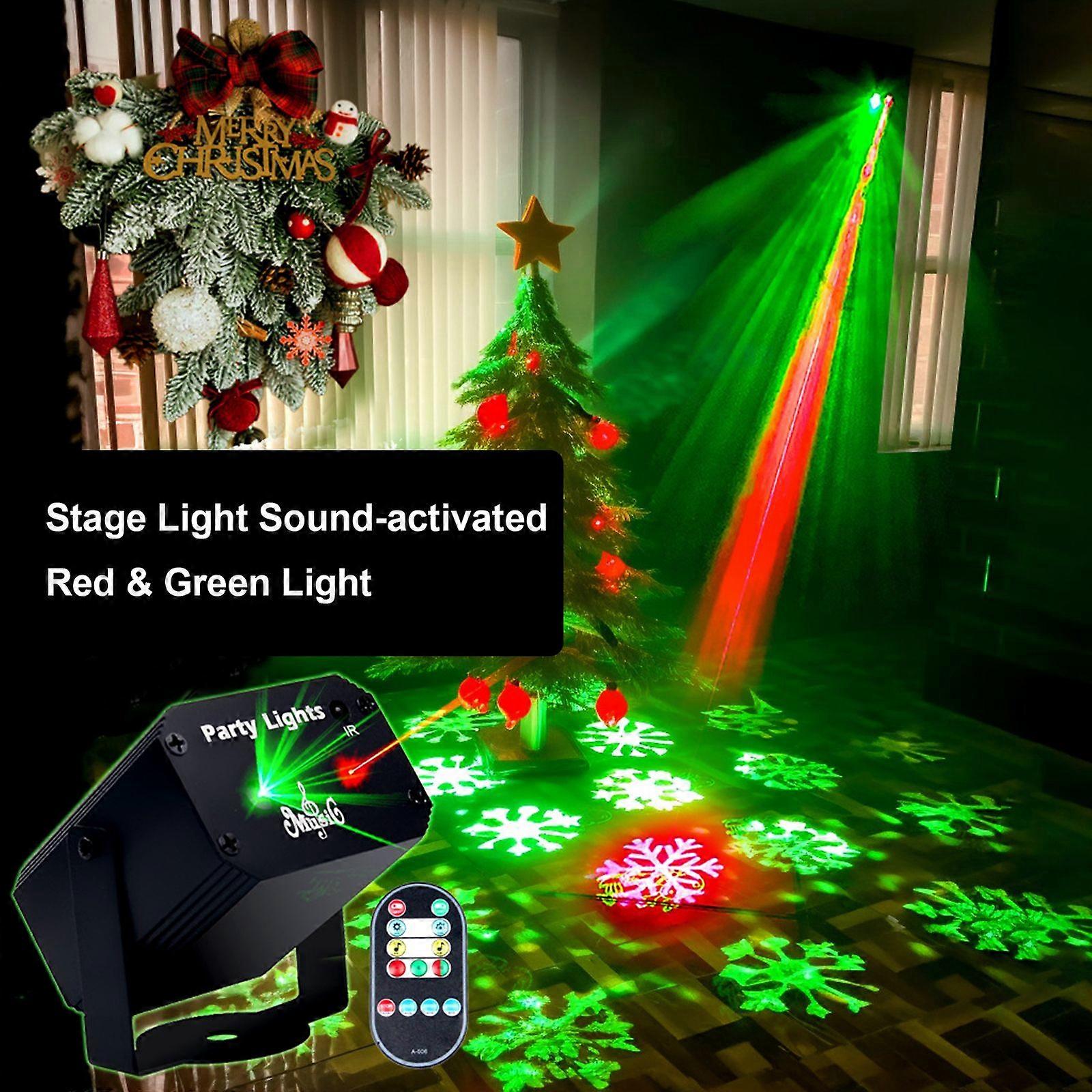 Stage Light Sound-activated Red & Green Light Patterns Stage Projector for DJ Disco Show Party Club Dance Lighting
