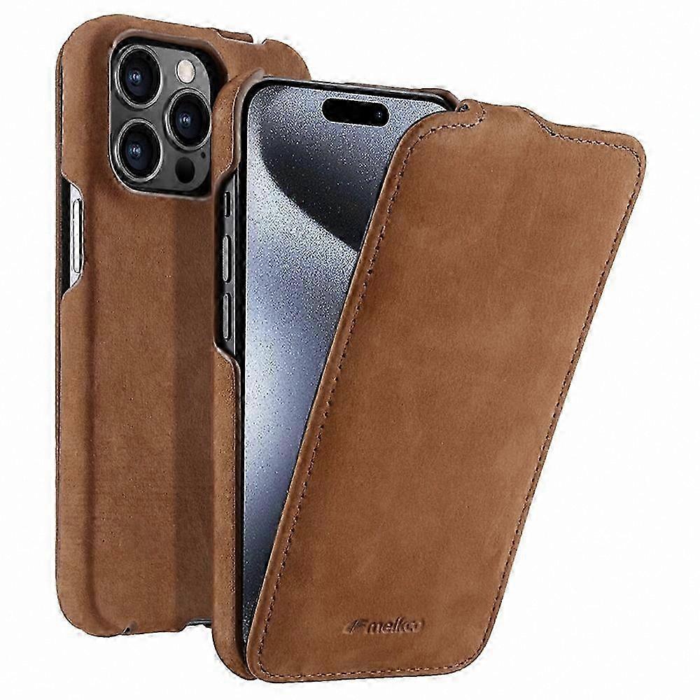 Genuine Leather Vertical Flip Case with PC Interior for 15 Pro Max
