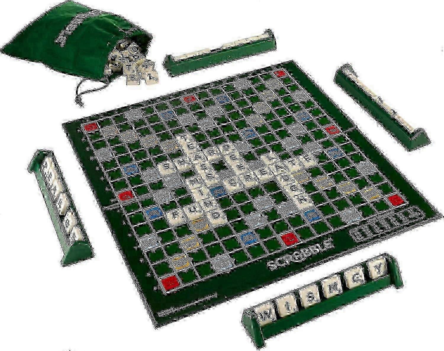 A deluxe Scrabble set with locking tiles is perfect for family fun and game nights.
