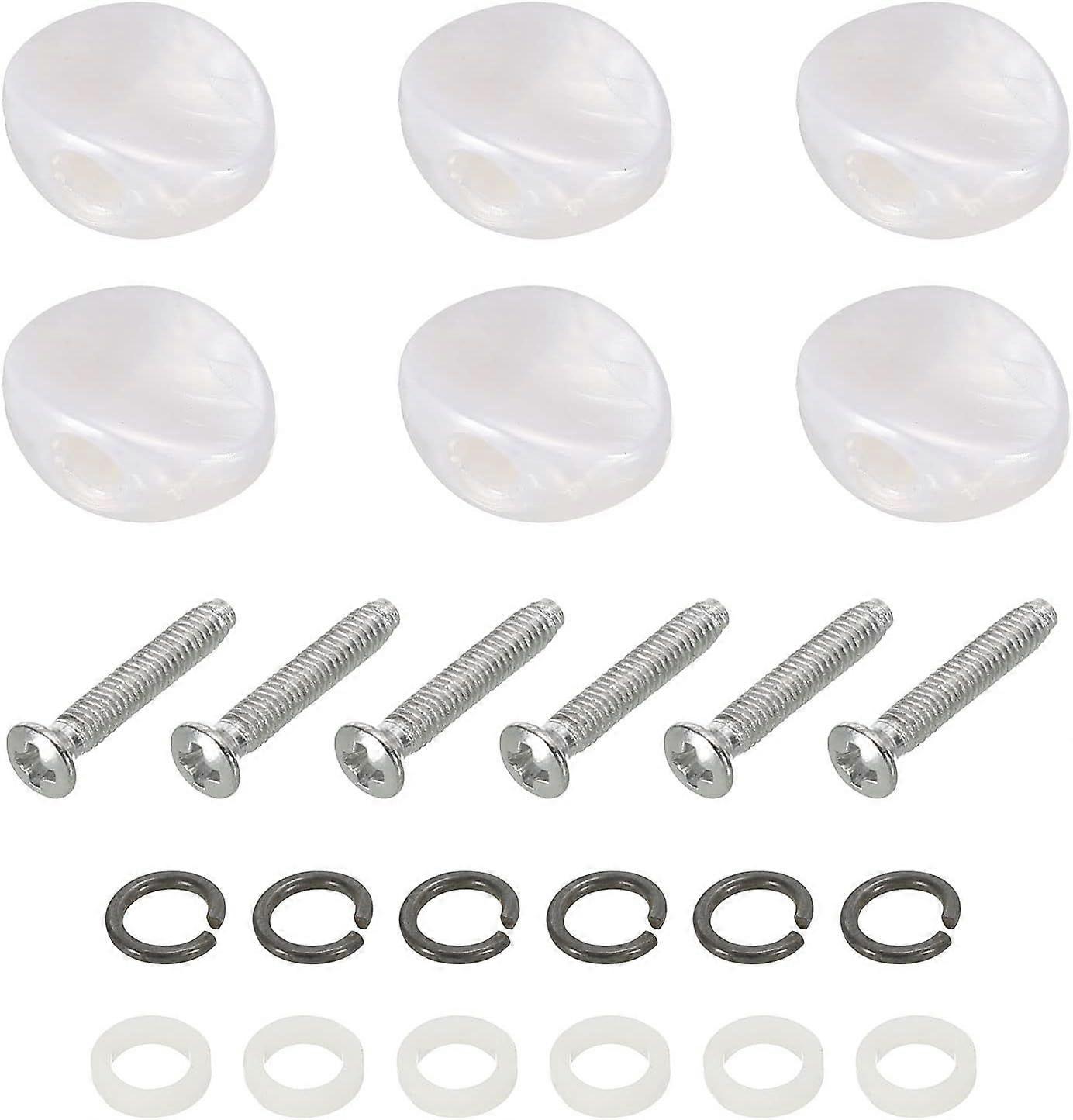 Guitar Tuning Peg Button Machine Head Oval and Concave Acrylic Buttons White for