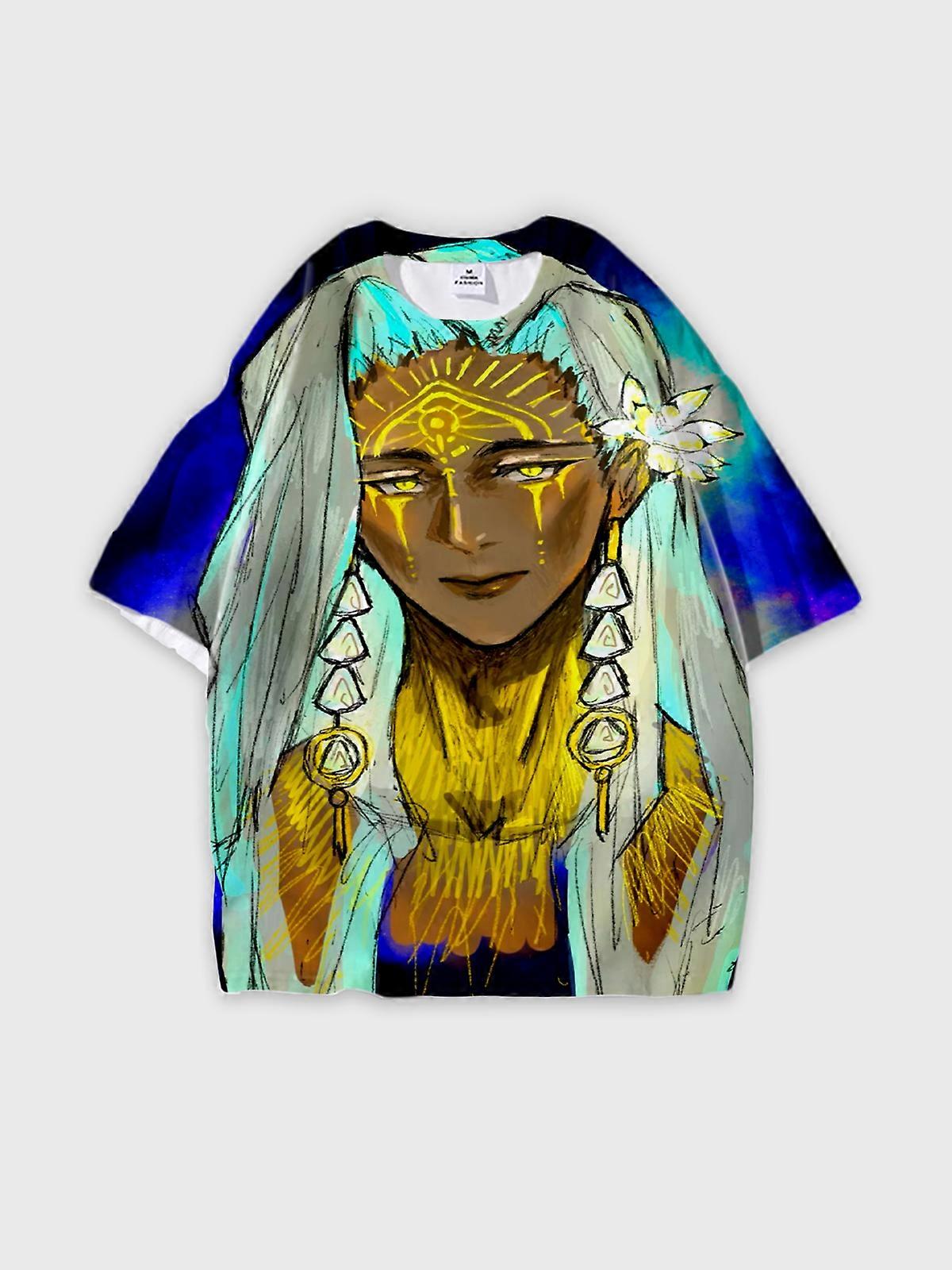 T-Shirt Round Neck, Loose Short Sleeve Sultan’s Game Graphic Tee, Unisex Summer Casual Top V945